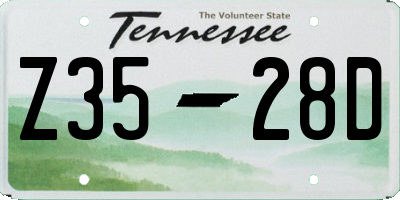 TN license plate Z3528D