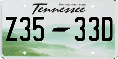 TN license plate Z3533D
