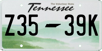 TN license plate Z3539K