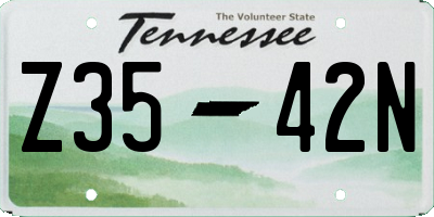 TN license plate Z3542N