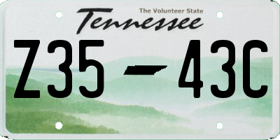 TN license plate Z3543C