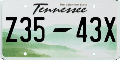 TN license plate Z3543X