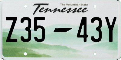 TN license plate Z3543Y