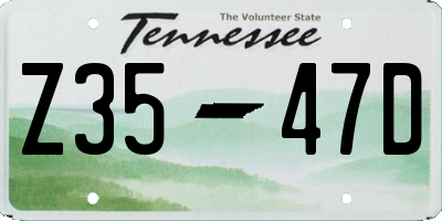 TN license plate Z3547D