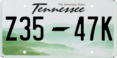TN license plate Z3547K
