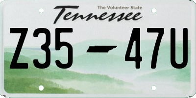 TN license plate Z3547U