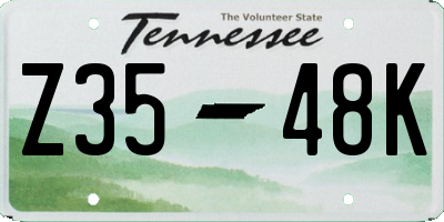 TN license plate Z3548K