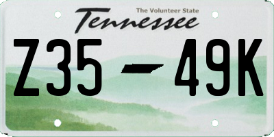 TN license plate Z3549K