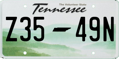 TN license plate Z3549N