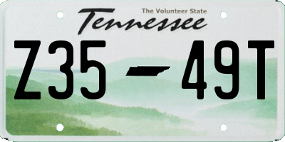 TN license plate Z3549T