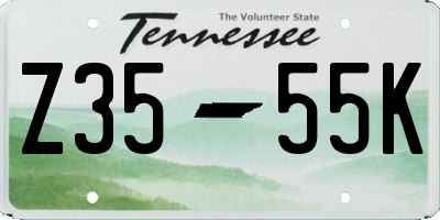 TN license plate Z3555K