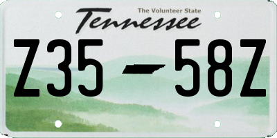 TN license plate Z3558Z