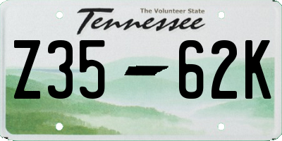 TN license plate Z3562K