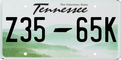 TN license plate Z3565K