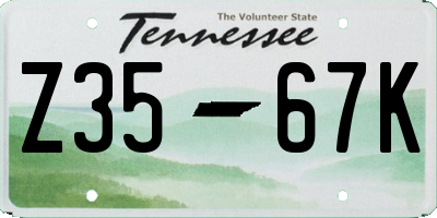 TN license plate Z3567K