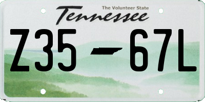 TN license plate Z3567L