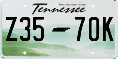 TN license plate Z3570K
