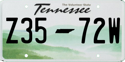 TN license plate Z3572W