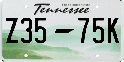 TN license plate Z3575K