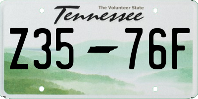 TN license plate Z3576F