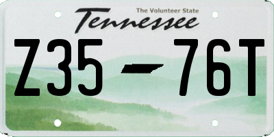 TN license plate Z3576T