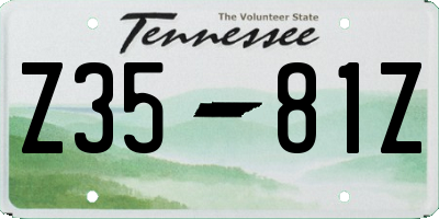 TN license plate Z3581Z