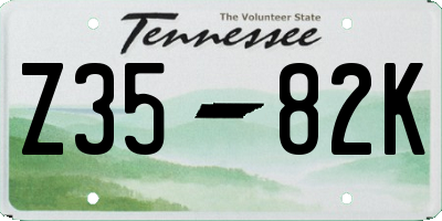 TN license plate Z3582K