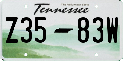 TN license plate Z3583W
