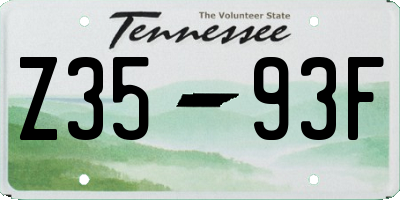 TN license plate Z3593F