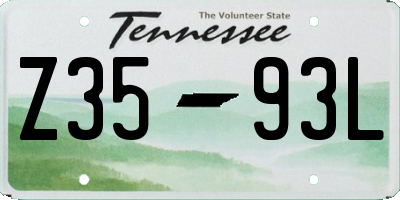 TN license plate Z3593L