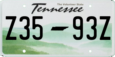 TN license plate Z3593Z