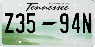 TN license plate Z3594N