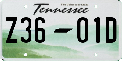 TN license plate Z3601D