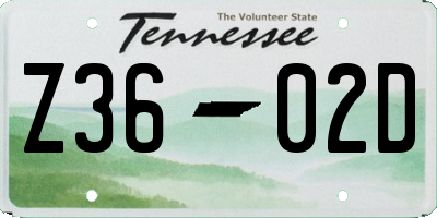 TN license plate Z3602D
