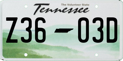 TN license plate Z3603D