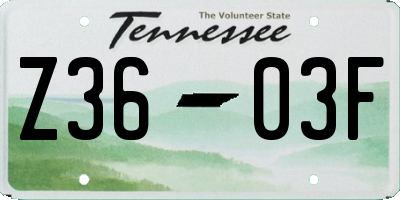 TN license plate Z3603F