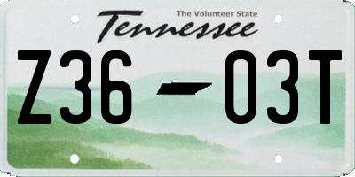 TN license plate Z3603T