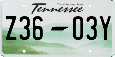 TN license plate Z3603Y