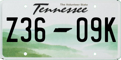 TN license plate Z3609K