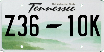 TN license plate Z3610K