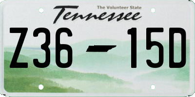 TN license plate Z3615D