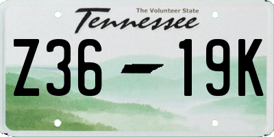 TN license plate Z3619K