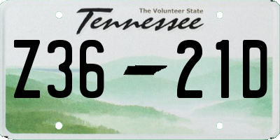 TN license plate Z3621D
