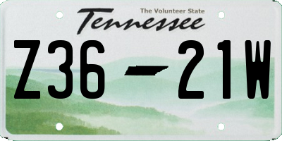 TN license plate Z3621W