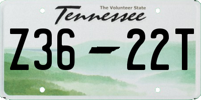TN license plate Z3622T