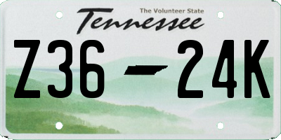 TN license plate Z3624K