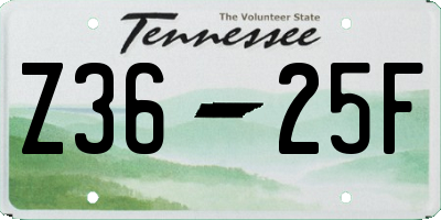 TN license plate Z3625F