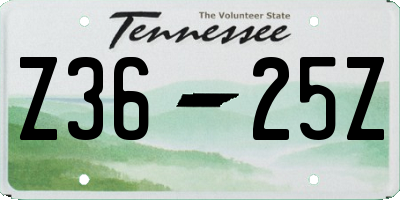 TN license plate Z3625Z