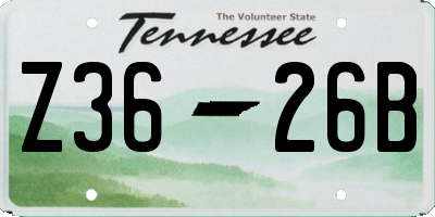 TN license plate Z3626B