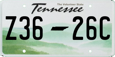 TN license plate Z3626C